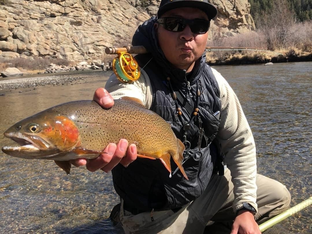 A closeup of a beautiful cutthroat trout caught by Vail Valley Anglers guide Lyle Yazzie.